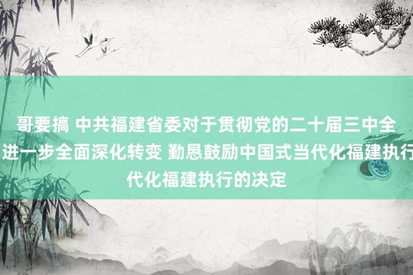 哥要搞 中共福建省委对于贯彻党的二十届三中全会精神 进一步全面深化转变 勤恳鼓励中国式当代化福建执行的决定