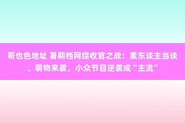 哥也色地址 暑期档网综收官之战：素东谈主当谈、萌物来袭，小众节目逆袭成“主流”