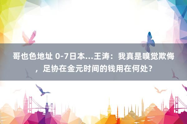哥也色地址 0-7日本...王涛：我真是嗅觉欺侮，足协在金元时间的钱用在何处？